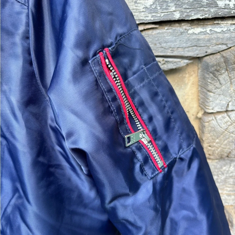 Urban Republic Navy Coat with Red Accents and Faux Fleece Lined Hoodie Size M - Picture 6 of 10